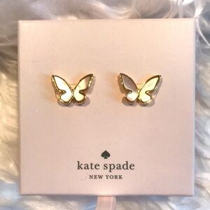 Brand New Kate Spade Gold Tone Pearlescent Butterfly Post Earrings